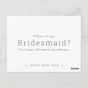 Modern Minimalistisk kalligrafi - Bridesmaid Frier Vykort