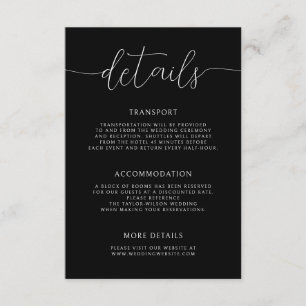 Modern Minimalistisk Kalligrafi Bröllopsdetaljer Tilläggskort