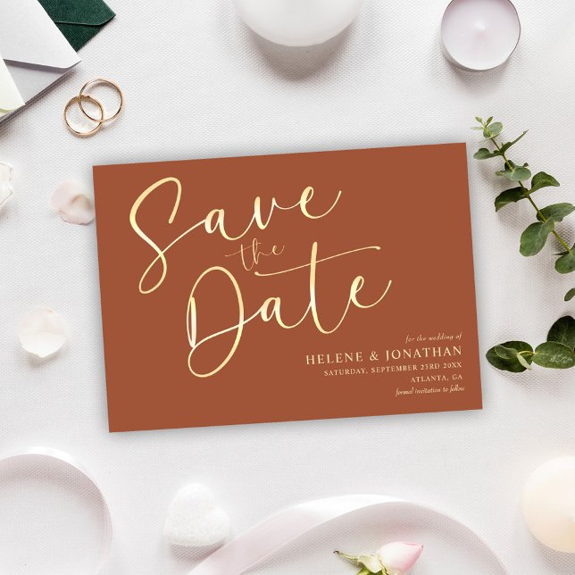 Modern minimalistisk kalligrafi Elegant bröllop Spara Datumet (Modern Minimalist Calligraphy Elegant Wedding Save The Date)