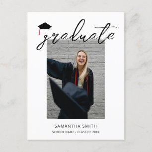 Modern minimalistisk kalligrafi ett foto Studenten Inbjudan Vykort