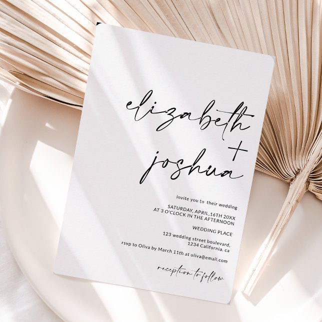 Modern minimalistisk kalligrafi i namn bröllop inbjudningar (Skapare uppladdad)