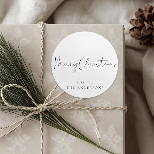 Modern minimalistisk kalligrafi jul runt klistermärke