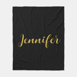 Modern minimalistisk kalligrafi Namn Black Guld Fleecefilt