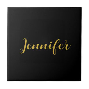 Modern minimalistisk kalligrafi Namn Black Guld Kakelplatta