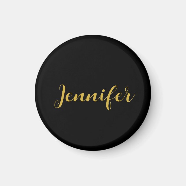 Modern minimalistisk kalligrafi Namn Black Guld Magnet (Framsidan)