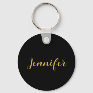 Modern minimalistisk kalligrafi Namn Black Guld Nyckelring