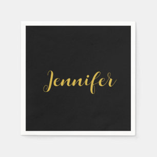 Modern minimalistisk kalligrafi Namn Black Guld Pappersservett