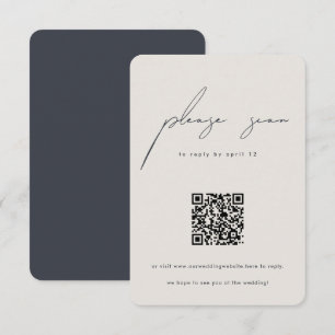 Modern minimalistisk kalligrafi QR-kod bröllop OSA Kort