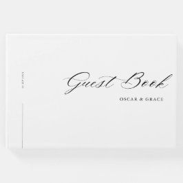 Modern minimalistisk kalligrafi, svart vit Bröllop Gästböcker