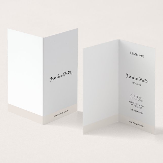 Modern minimalistisk kalligrafisk skript enkel top visitkort (In- och utsida)