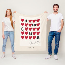 Modern minimalistisk Kärlek Heart Valentine Day-gå Fleecefilt