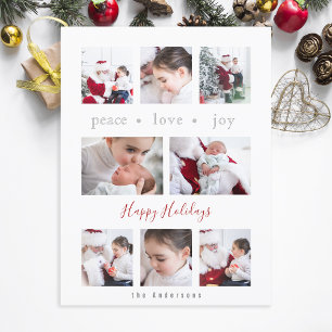 Modern minimalistisk Kärlek Joy Peace Multi-Photo Helg Vykort