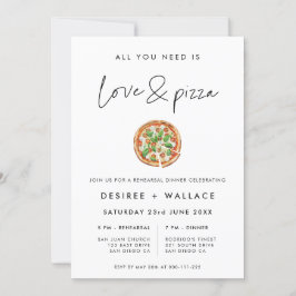 Modern minimalistisk Kärlek och Pizza Bröllop Rehe Inbjudningar