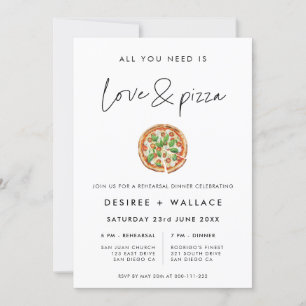 Modern minimalistisk Kärlek och Pizza Bröllop Rehe Inbjudningar