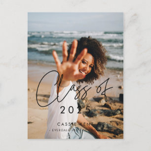 Modern minimalistisk klass av 2025 studenten-foto vykort