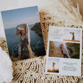 Modern minimalistisk klassisk fullfotoexamen inbjudningar