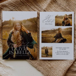 Modern minimalistisk klassisk fullfotoexamen inbjudningar