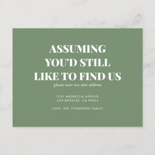 Modern Minimalistisk Klassisk Typografi Sage Flytt Meddelande Vykort