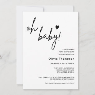Modern minimalistisk könsneutral Oh Baby Shower Inbjudningar