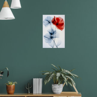 Modern minimalistisk konst, genomskinliga blommor poster