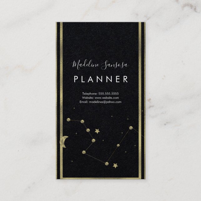 Modern minimalistisk konstellation Guld Vertikal Visitkort (Framsida)
