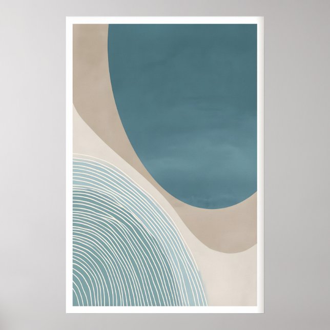 Modern minimalistisk konsttryck Abstrakt blå, beig Poster (Framsidan)