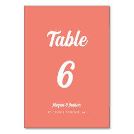 Modern minimalistisk koral Rosa Bröllop Bordsnummer
