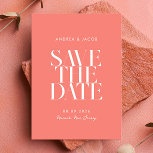 Modern minimalistisk koral Rosa Chic Bröllop Spara Datumet