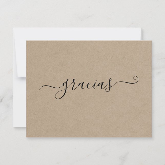 Modern minimalistisk Kraft Gracias Card Inbjudningar (Framsida)