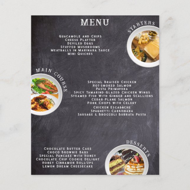 Modern Minimalistisk Kritskriva Restaurang Meny Li (Framsidan)