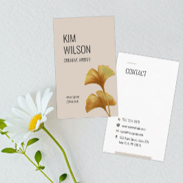 Modern minimalistisk kvinninin Golden Ginkgo Visitkort