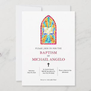 Modern minimalistisk kyrka Glas mosaik bibel Inbjudningar