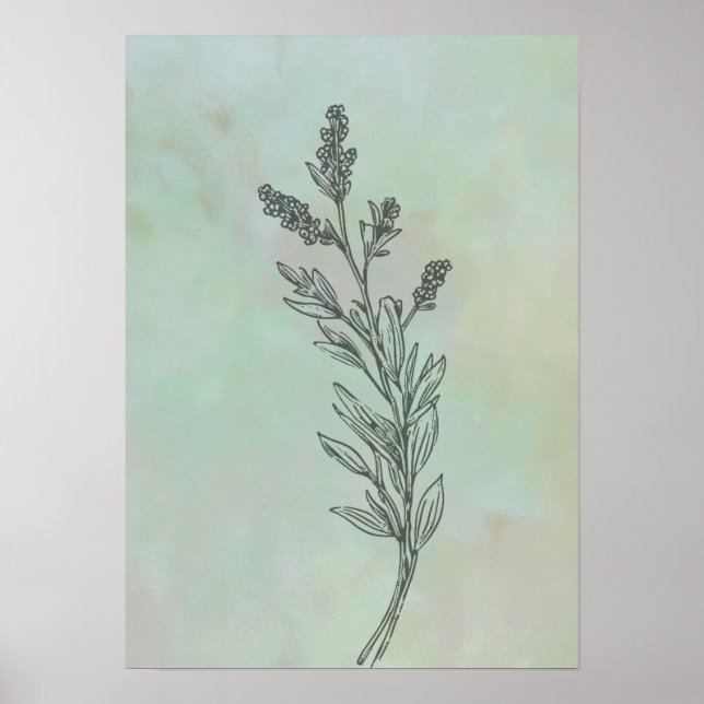Modern minimalistisk lavender Flower Poster (Framsidan)