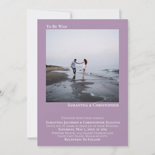 Modern minimalistisk Lavender Simple Photo Bröllop Inbjudningar (Framsida)