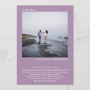 Modern minimalistisk Lavender Simple Photo Bröllop Inbjudningar