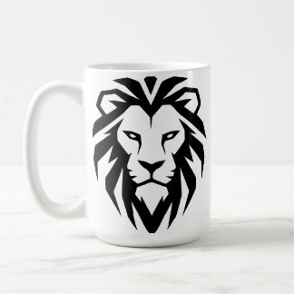 Modern minimalistisk lejonhuvudikon kaffemugg