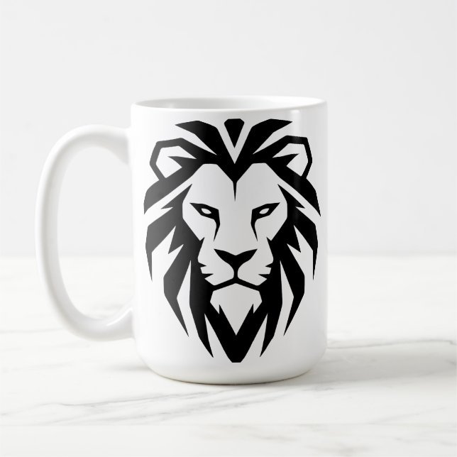 Modern minimalistisk lejonhuvudikon kaffemugg (Vänster)