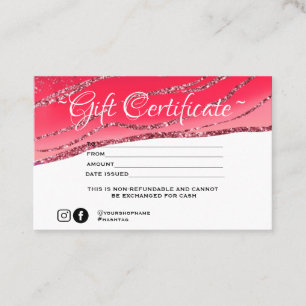 Modern minimalistisk licens för glitter Gift Visitkort