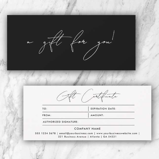 Modern minimalistisk licens för svart och vitt gif (Modern Minimalist Black & White Gift Certificate)
