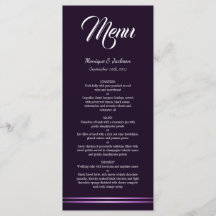 Modern minimalistisk Lila Bröllop Menu