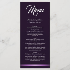 Modern minimalistisk Lila Bröllop Menu Meny