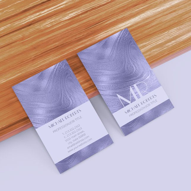 Modern minimalistisk Lila Foil Metallic Typography Visitkort (Skapare uppladdad)