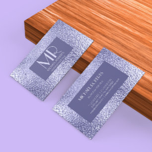 Modern minimalistisk lila foil Metallic Visitkort