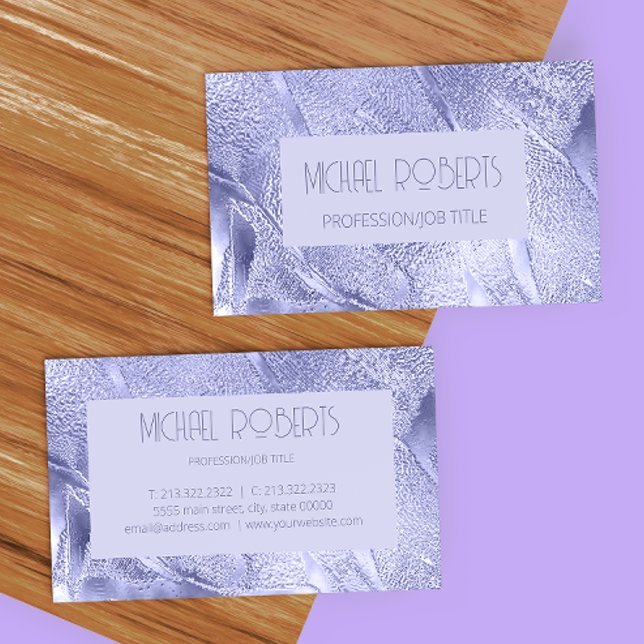 Modern minimalistisk lila foil Metallic Visitkort (Skapare uppladdad)