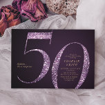 Modern minimalistisk lila glitter 50-årsdag inbjudningar<br><div class="desc">Den moderna minimalistiska femtionde födelsedagsfest inbjudan har snyggt faux lila glitter nummer 50 och dina party-detaljer i guld klassiskt serif-teckensnitt på djup lila,  enkel och elegant,  underbar vuxen-delårsinbjudan. färgen kan ändras till valfri färg.</div>