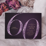 Modern minimalistisk lila glitter 60-årsdag inbjudningar<br><div class="desc">Den moderna minimalistiska 60:e födelsedagsfest inbjudan har snyggt faux lila glitter nummer 60 och dina party-detaljer i guld klassiskt serif-teckensnitt på djup lila,  enkel och elegant,  underbar vuxen-delmålsinbjudan. Bakgrunden färg kan ändras till valfri färg.</div>