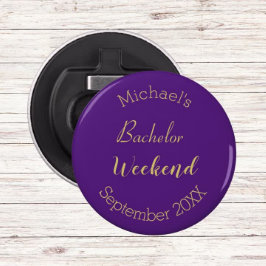 Modern minimalistisk Lila och Guld Bachelor Party Flasköppnare