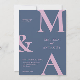Modern minimalistisk Lila Rosa Bröllop Inbjudningar