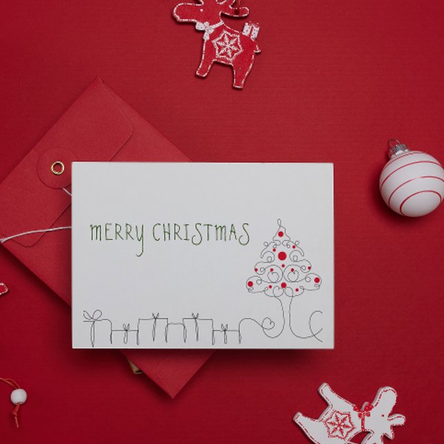 Modern Minimalistisk linjekonst Julkort (Skapare uppladdad)