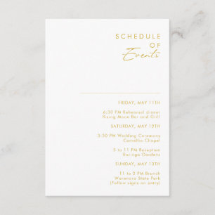 Modern minimalistisk lista över händelser i Guld Tilläggskort